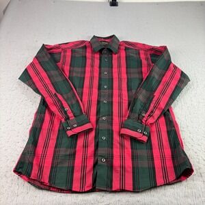 Gitman Bros Shirt Mens‎ Medium Red Green Plaid Button Up Long Sleeve USA Made
